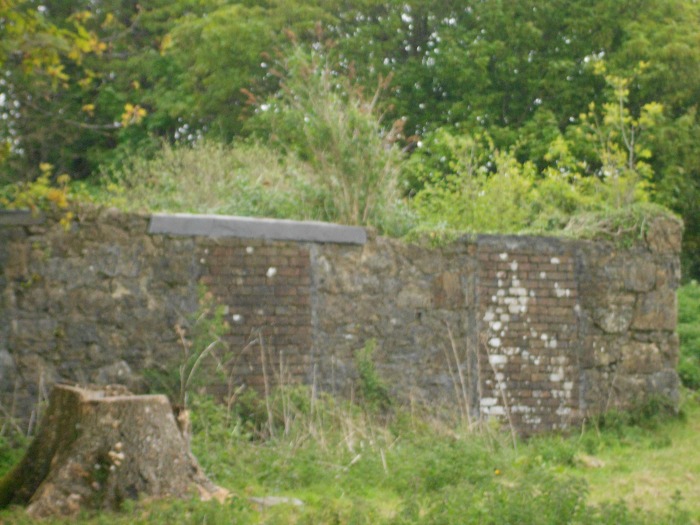 Close up of southeast corner of the abandoned building