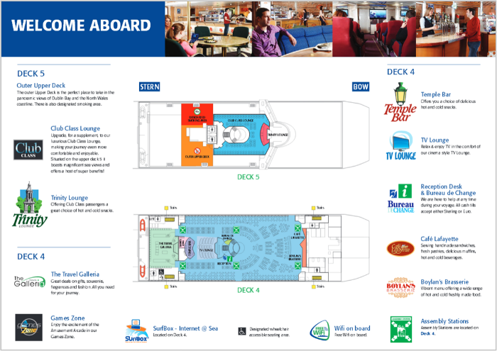 Deck plans for the Jonathan Swift Irish Ferry. photo credit: IrishFerries.com