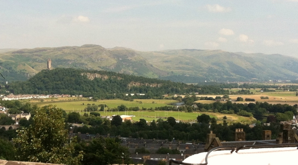 Looking east towards the Wallace moment, Abbey Craig, and the Ochils