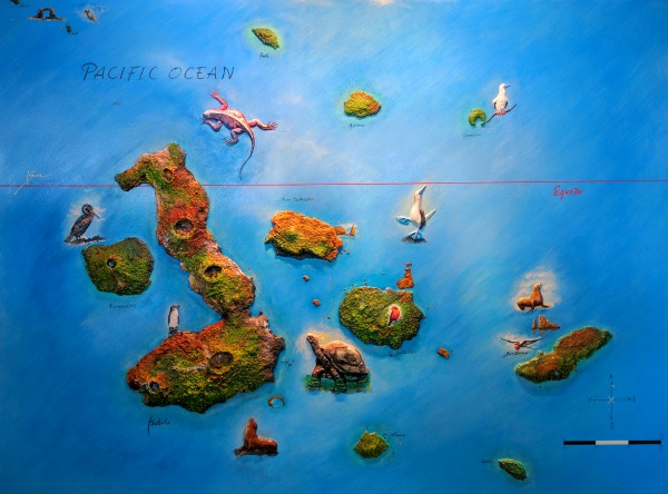 Map of Galapagos, Charles Darwin Research Station, Puerto Ayora, Galapagos - taken 6.6.16 by FF